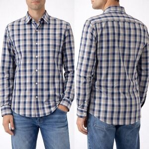 UNTUCKit Pomerol Slim Fit Blue Gray Check Button Down Shirt Medium